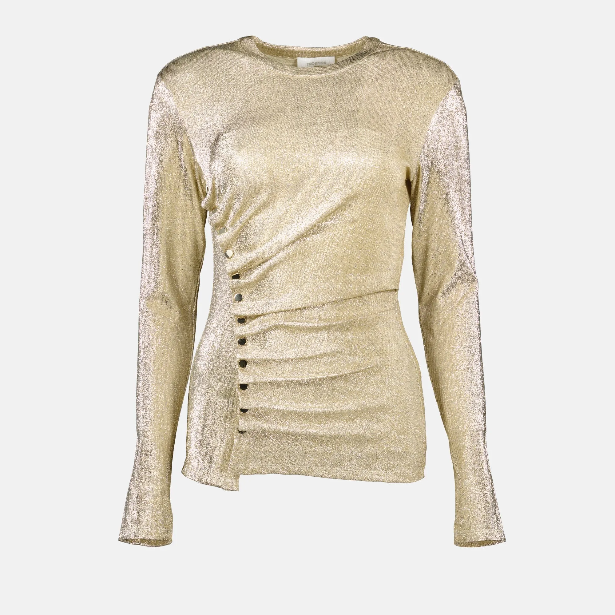 Draped Lurex Top in Metallic Gold