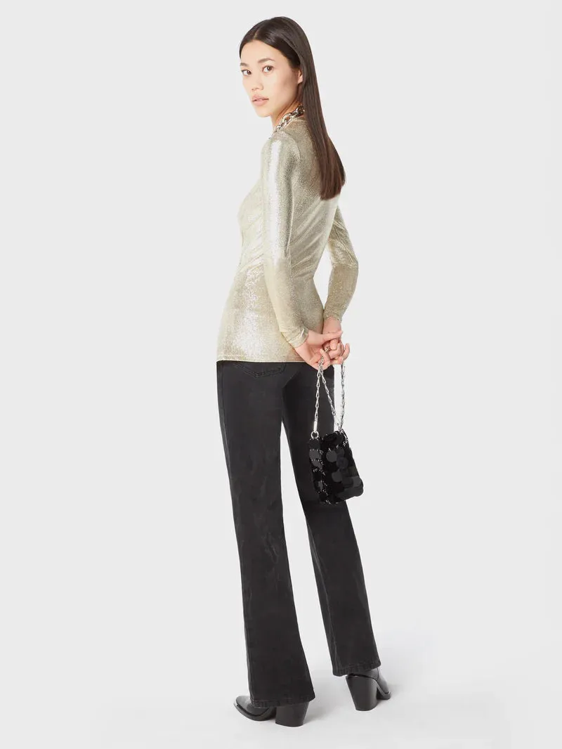 Draped Lurex Top in Metallic Gold