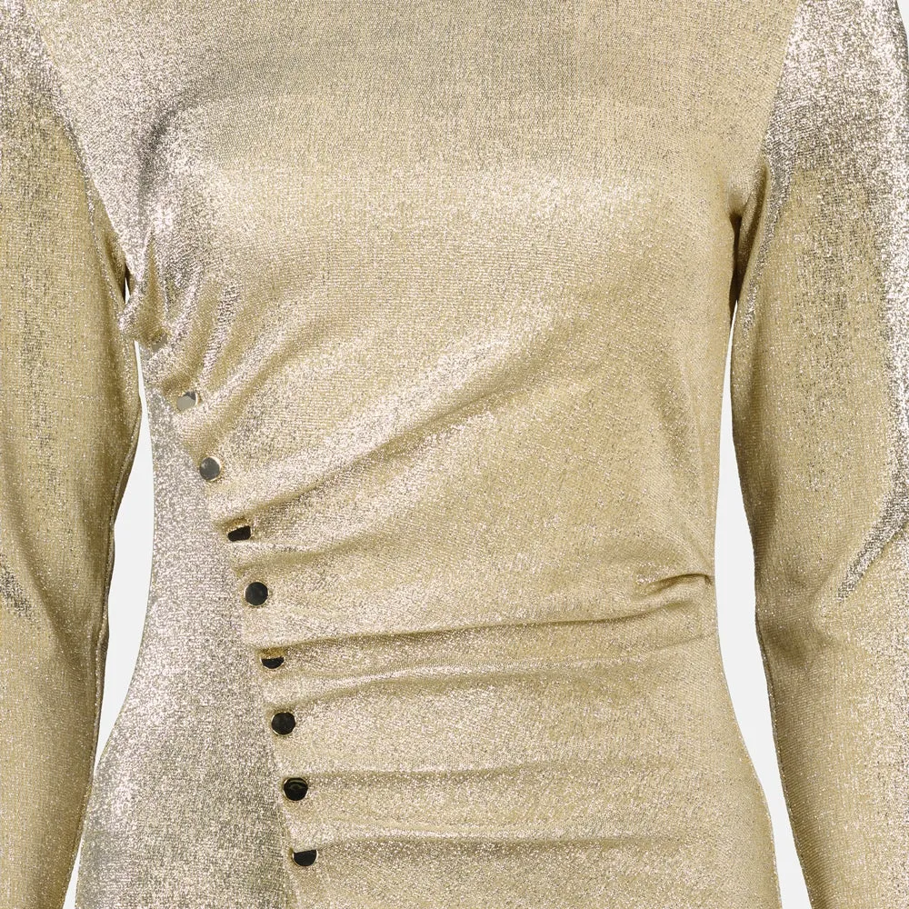 Draped Lurex Top in Metallic Gold